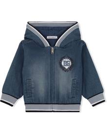 Dolce & Gabbana Kids logo-embroidered denim hoodie - Blue