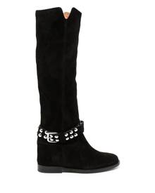 black suede wedge heel boots