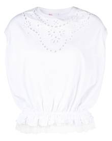 RED Valentino tulle hem perforated blouse - White
