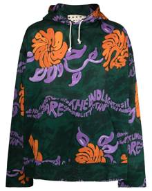 Marni floral-print hoodie - Green