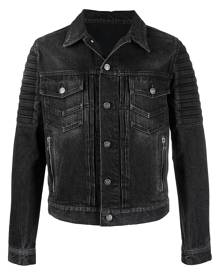 Balmain distressed ribbed denim jacket - Black