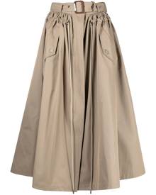 Alexander McQueen belted A-line midi skirt - Neutrals