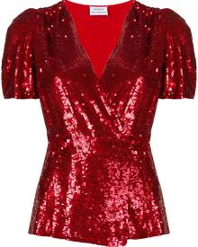 P.A.R.O.S.H. V-neck sequin embellished top - Red