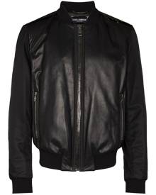 Dolce & Gabbana panelled leather bomber jacket - Black