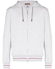 Eleventy stripe-trim zip-up hoodie - Grey