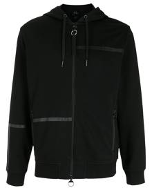 Armani Exchange logo stripe-detail hoodie - Black