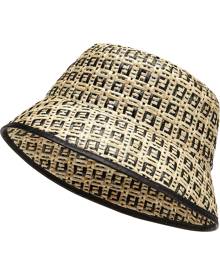 Fendi FF-logo straw bucket hat - Neutrals