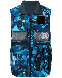 AAPE BY *A BATHING APE® camouflage-print zip-up utility vest - Blue