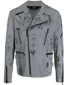 MJB Marc Jacques Burton graffiti-print biker jacket - Grey
