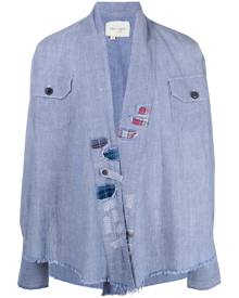 Greg Lauren raw-edge denim jacket - Blue