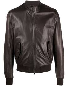 Tagliatore stand-collar leather bomber jacket - Brown