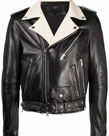 AMIRI contrast-lapel leather biker jacket - Black