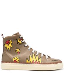 Bally flame-print high-top trainers - Green