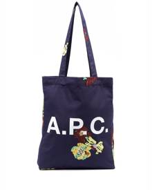 A.P.C. logo-print tote bag - Blue