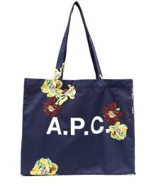 A.P.C. logo-print tote bag - Blue