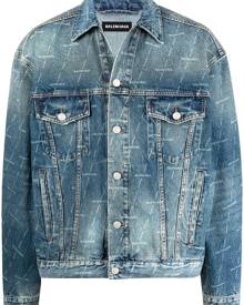 Balenciaga logo print denim jacket - Blue