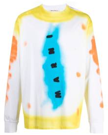 Marni logo print tie-dye sweatshirt - White