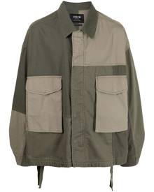 FIVE CM patchwork-panelled shirt jacket - Green