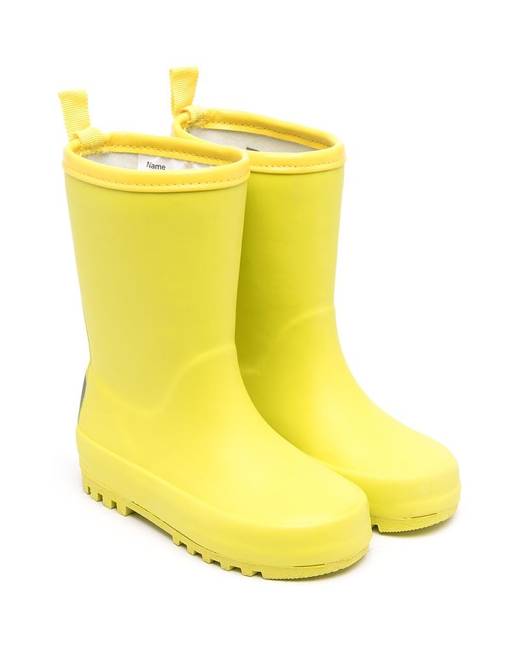 yellow mid calf rain boots