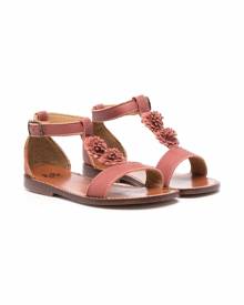 Pèpè floral-detail leather sandals - Brown