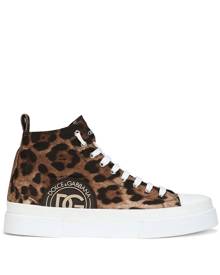 Dolce & Gabbana Portofino high-top leopard print sneakers - Brown