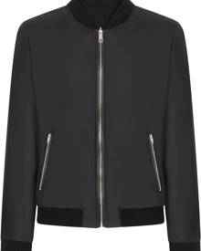 Dolce & Gabbana leather-trim silk bomber jacket - Black