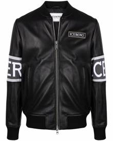 Iceberg logo zipped biker jacket - Black