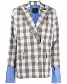 Jejia gingham-check double-breasted blazer - Grey