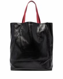 Marni logo-print leather tote - Black