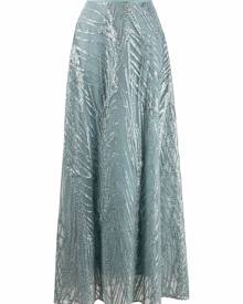 Elie Saab tulle embroidered midi skirt - Blue