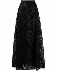Elie Saab tulle embroidered midi skirt - Black