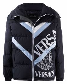 Versace logo-print puffer jacket - Blue