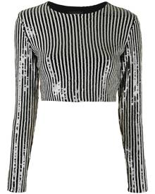 We11done sequin striped crop top - Black