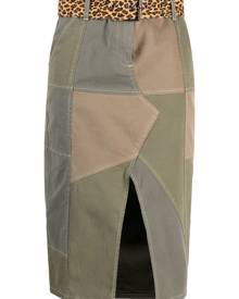 Pinko belted patch-work midi skirt - Green