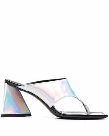 The Attico iridescent-effect thong-strap sandals - Silver