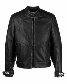Diesel ribbed-panel biker jacket - Black