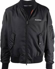 Valentino logo-print bomber jacket - Black
