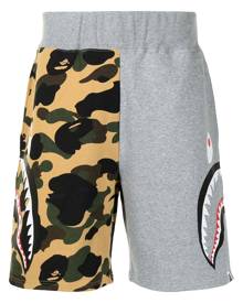A BATHING APE® shark camouflage-print cotton track shorts - Brown