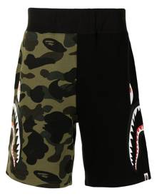 A BATHING APE® shark camouflage-print cotton track shorts - Black