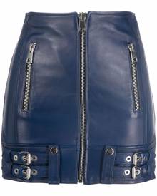 Manokhi biker-style leather fitted skirt - Blue