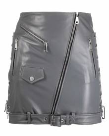 Manokhi biker-style leather fitted skirt - Grey