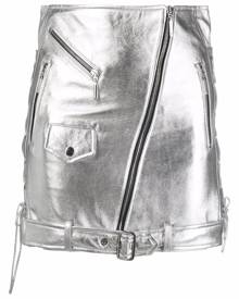 Manokhi biker-style metallic leather skirt - Silver