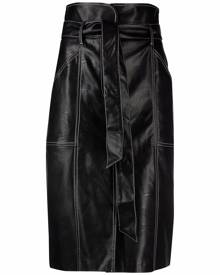 TWINSET leather-effect belted midi skirt - Black