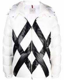 Moncler criss cross-print puffer jacket - White