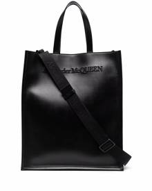 Alexander McQueen logo-embroidered leather tote - Black