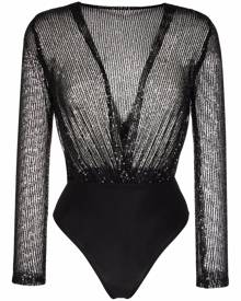 Alchemy sequin-embellished deep-V bodysuit - Black