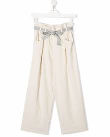 Brunello Cucinelli Kids TEEN Monili-trim belt-waist corduroy trousers - Neutrals