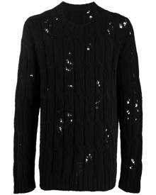 Uma Wang distressed open-knit jumper - Black