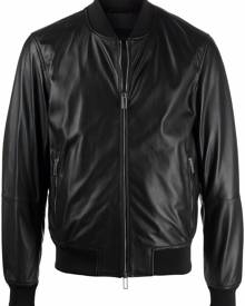 Emporio Armani logo zipped biker jacket - Black