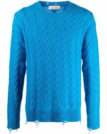 Laneus cable-knit distressed-effect jumper - Blue